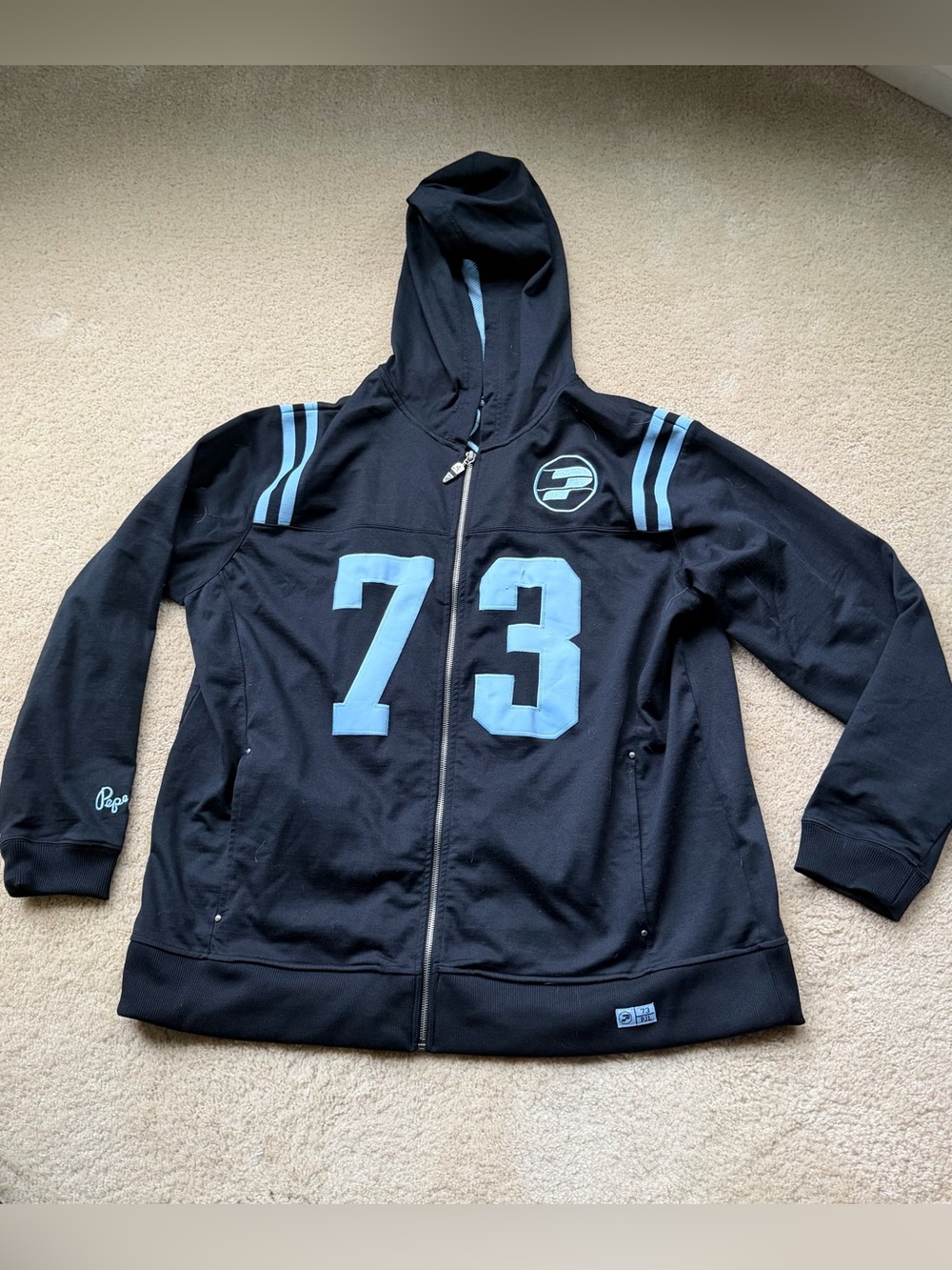Pepe Jeans 7(UK)3 Black 73 Zip Up Hoodie - Size 3X - EUC - Vintage 90s
